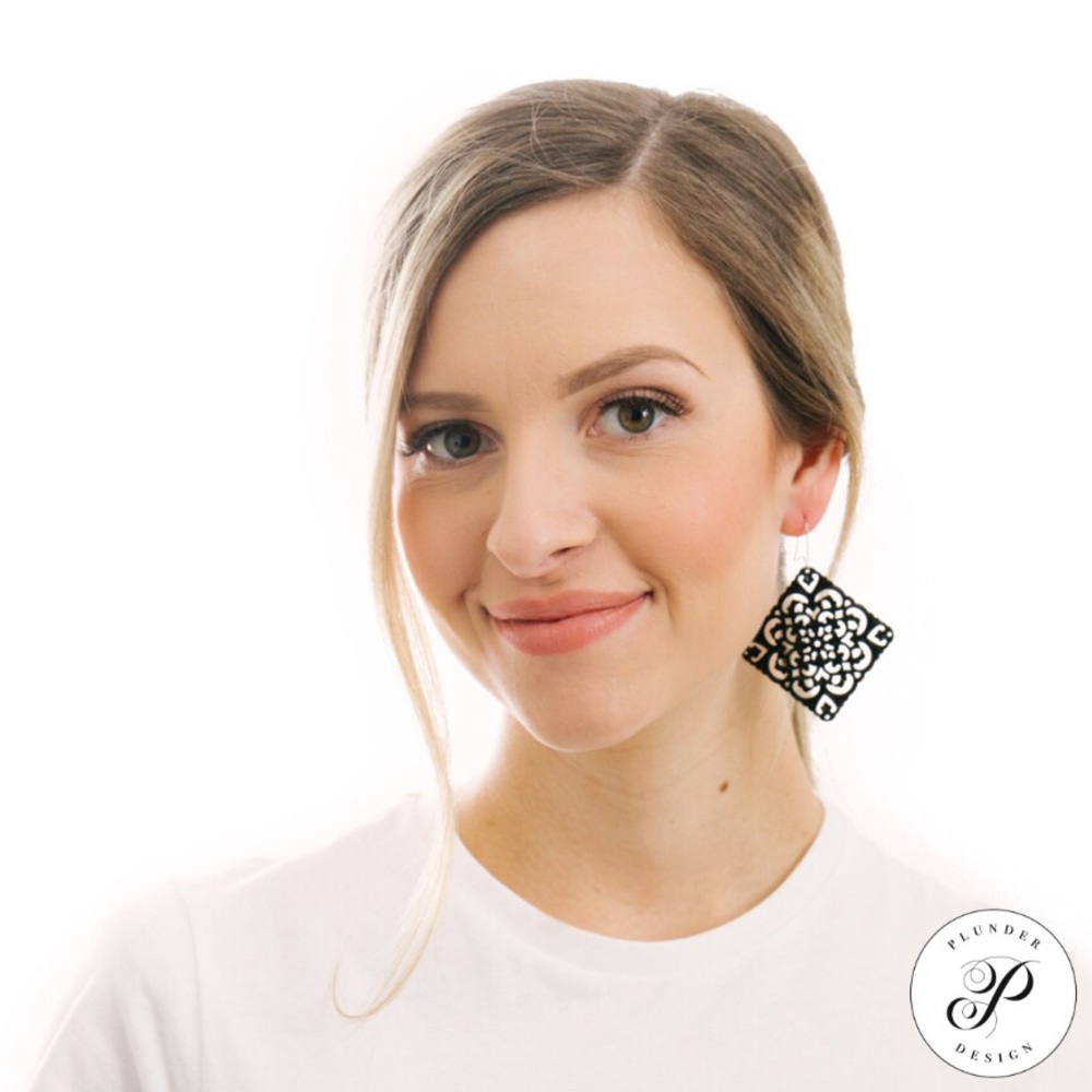 Plunder Design Black Diamond Earrings NWT